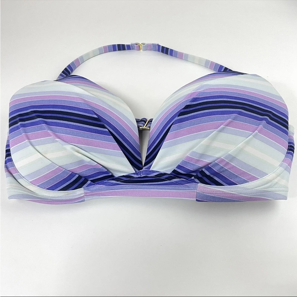 Victorias Secret Bikini Top 36D Angel Convertible Striped Purple 7DX Underwire